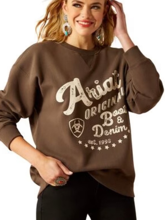 ARIAT Sweaters - ARIAT | brown oversized crew sweatshirt | Medium